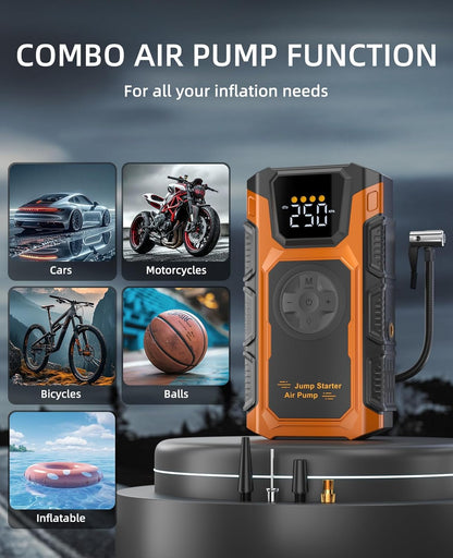 Jump Starter with Air Compressor, 5500A Car Battery Charger Power Jump Box Start 12V Vehicles(Up to 9.0L Gas&7.5L Diesel Engines) Portable Car Booster Jumper Pack Combo150 PSI Tire Inflator